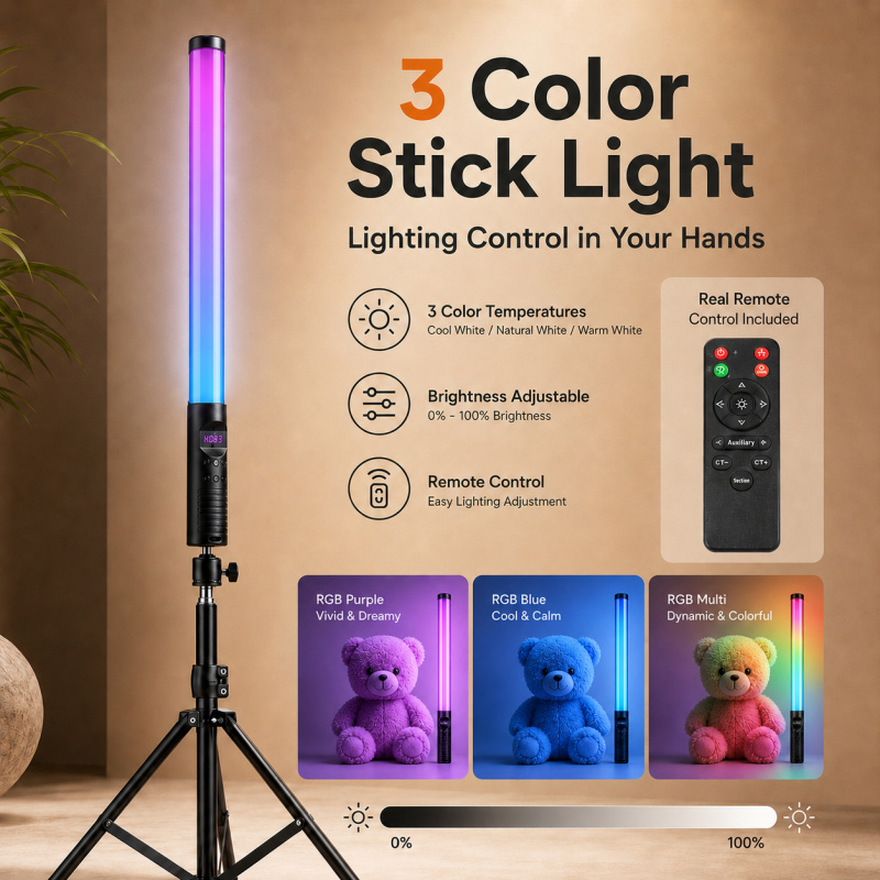 Photography Lighting Description - RGB 휴대용 비디오 라이트 완드, 사진,