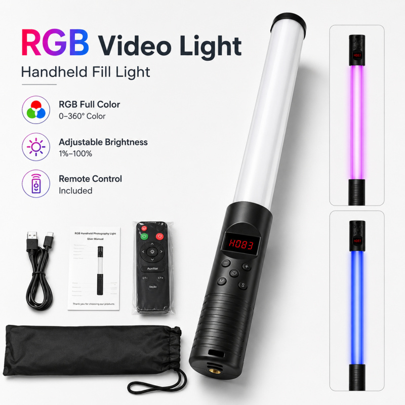 RGB 휴대용 비디오 라이트 완드, 사진, 브이로그,  - Photography Lighting Description 리뷰 및 가격